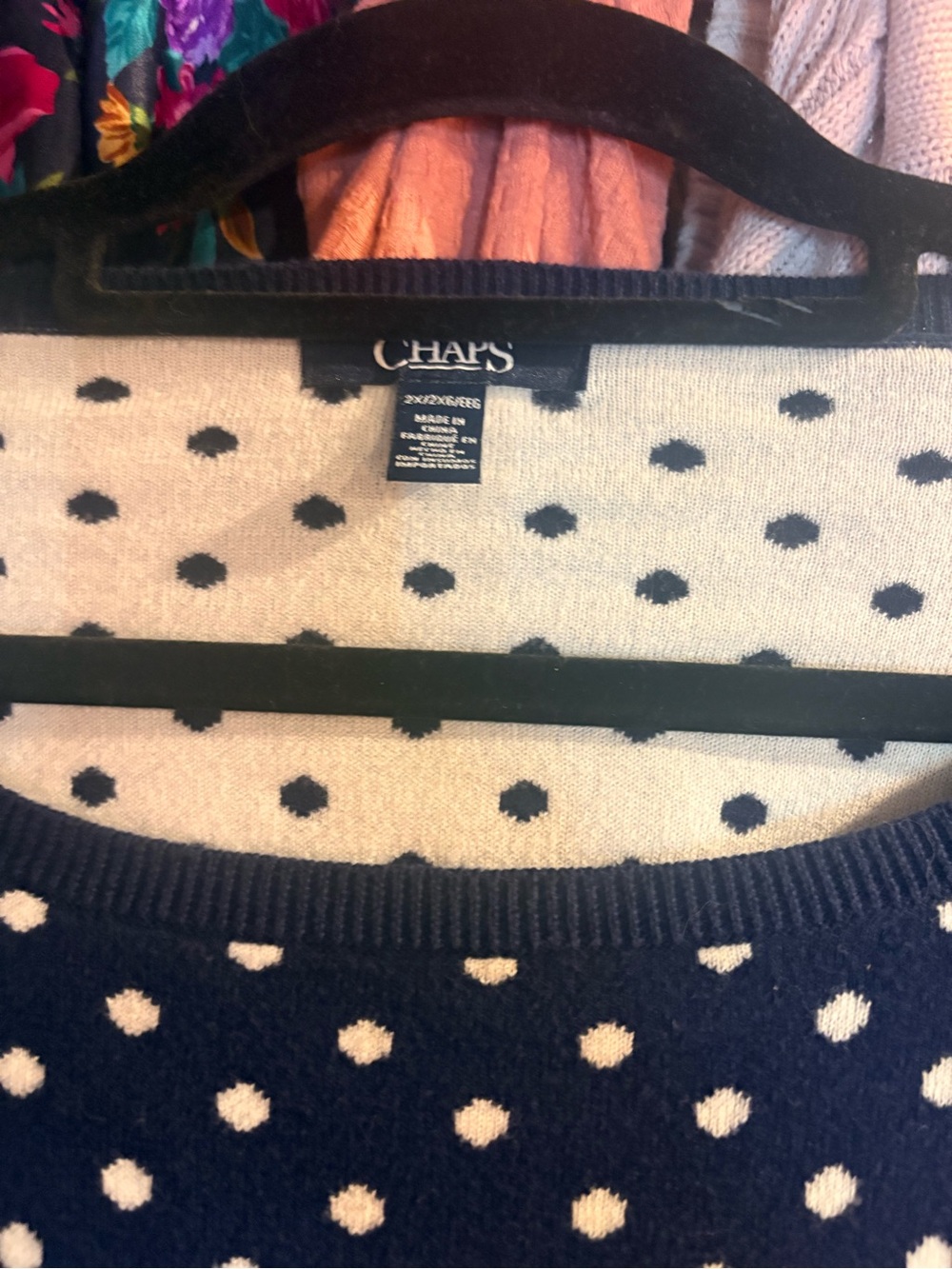Chaps Navy Polka Dot Crewneck Sweater - Picture 4 of 4
